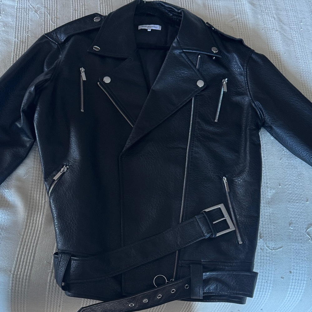 Classic Black Faux Leather Biker Jacket WeWoreWhat